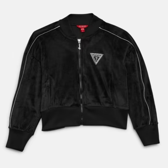 Guess Girls “Valerie” Velour Zip-Up Sweater Size 10 - Picture 2 of 9